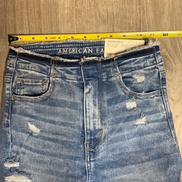AEO Super High Rise Destroyed Jeggings Size 00 - Picture 9 of 16